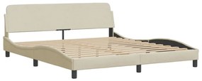 Estrutura de cama sem colchão 160x200 cm tecido cor creme