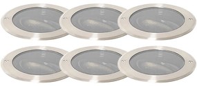 Conjunto de 6 focos de chão em aço AR111 ajustáveis IP65 - Delux Honey Moderno
