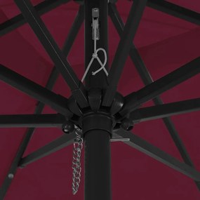 Guarda-sol com Luzes LED 295x245 cm Vermelho Bordeaux