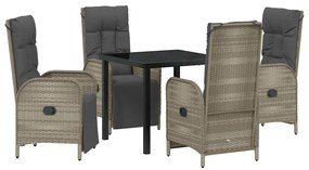 Conjunto de Jantar Jardim com 5 Peças e Almofadas em Rattan Sintético