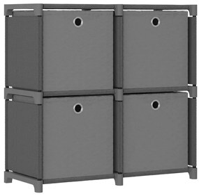 Unidade prateleiras 4 cubos c/ caixas 69x30x72,5cm tecido cinza