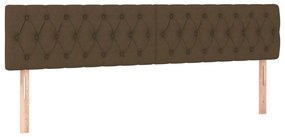 Cama box spring c/ colchão/LED 120x190cm tecido castanho-escuro