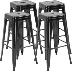 Conjunto de 4 Bancos Interiores e Exteriores de Metal Estilo Industrial 43x43x76 cm