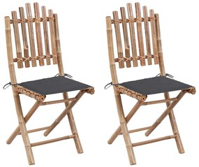 vidaXL Cadeiras de jardim dobráveis c/ almofadões 2 pcs bambu