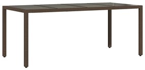 7 pcs conjunto bistrô de jardim c/ almofadões vime PE castanho