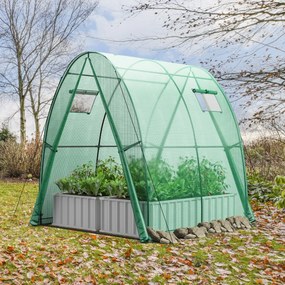Estufa agrícola para exterior com 2 portas com fecho de correr, 2 janelas enroláveis e bolsas laterais 181 x 181 x 200 cm Verde
