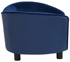 Sofá para cães 69x49x40 cm pelúcia e couro artificial azul