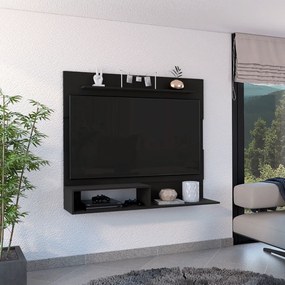 Móvel TV Painel de Parede Pequim com prateleira superior, 120 cm a x 31,5 cm p x 140 cm AN, Preto
