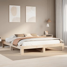 vidaXL Cama sem colchão 200x200 cm madeira de pinho maciça