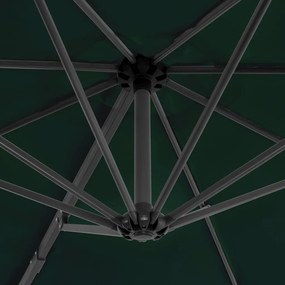 Guarda-sol de jardim cantilever com poste alumínio 300 cm verde