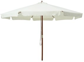 vidaXL Guarda-sol de exterior com poste em madeira 330 cm branco areia