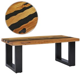 vidaXL Mesa de centro 100x50x40 cm madeira de teca maciça e pedra lava