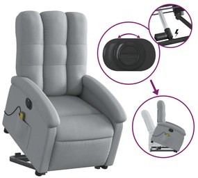 Poltrona elétrica reclinável massagens tecido cinzento-claro