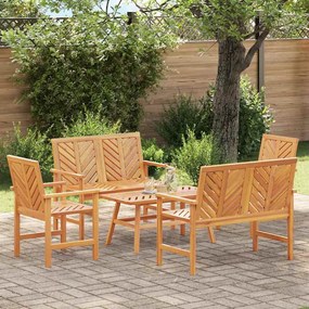 vidaXL Conjunto de Lounge de Jardim 5 pcs Castanho