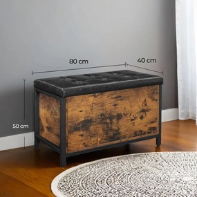 Banco armazenamento multifuncional 80 x 40 x 50 cm estilo industrial Castanho Vintage