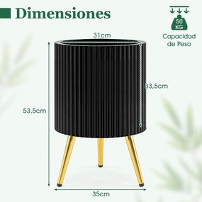 Floreira Alta para Plantas (NÃO INCLUIDA), 35 x 35 x 53,5 cm, Pernas Reguláveis, Preto