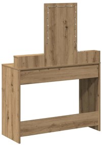 Mesa de Maquiagem com Luzes LED Carvalho Artesanal 100x41x140 cm