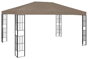 Gazebo com cordões de luzes LED 4x3 m cinza-acastanhado