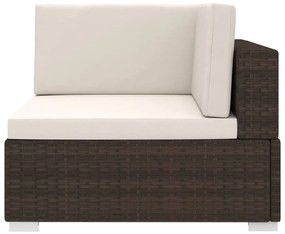 Cadeira de canto seccional c/ almofadões 1 pc vime PE castanho