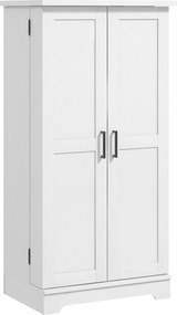 Armário de cozinha com 5 prateleiras, portas e prateleiras ajustáveis, 60 x 40 x 120 cm, com acabamento em madeira creme