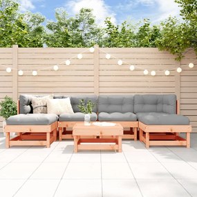 7 pcs conjunto lounge de jardim madeira de douglas maciça