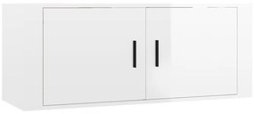 4 pcs conjunto móveis de TV madeira processada branco brilhante