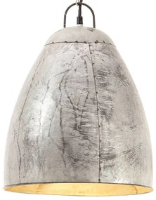 vidaXL Candeeiro suspenso industrial redondo 25 W 32 cm E27 prateado