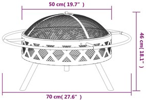 Braseira com atiçador 70 cm XXL aço