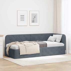 vidaXL Estrutura de Cama de Canto Cinza Escuro 80 x 200 cm Veludo