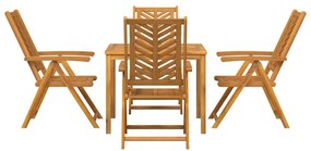 Conjunto de Jantar de 5 Peças Madeira Sólida Acácia