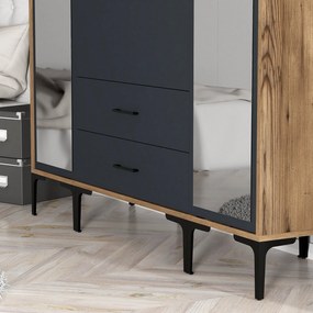 Roupeiro Kumsal RTR – Nogueira Antracite – 160x47,5x201,4 cm