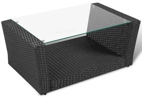4 pcs conjunto lounge de jardim c/ almofadões vime PE preto
