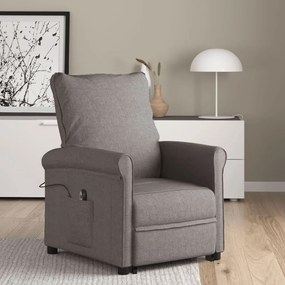 vidaXL Poltrona elevatória tecido cinzento-acastanhado
