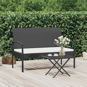 vidaXL Banco de jardim com almofadão 105 cm vime PE preto