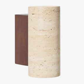 Aplique De Parede Em Travertino E Madeira Davise ↑16 Cm - Sklum