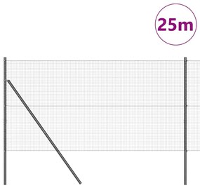 Cerca de Arame Soldado com 13 Postes Cinza 1.4x25 m Aço