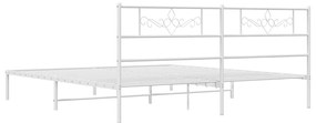 Estrutura de cama com cabeceira 200x200 cm metal branco