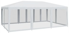 Tenda p/ festas c/ 10 paredes laterais malha 6x4 m PEAD branco