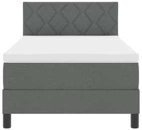 Cama Box Spring com Colchão &amp; LED Cinza Escuro 90x200 cm Tecido