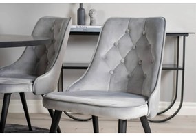Venture Home Cadeira jantar 2pc Velvet Deluxe veludo cinza-claro/preto
