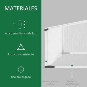 Outsunny Estufa de Jardim 120x100x41cm Policarbonato e Alumínio com Te