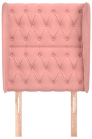 Cabeceira de cama c/ abas veludo 83x23x118/128 cm rosa