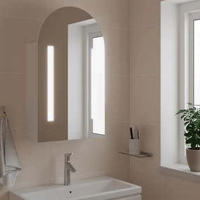 vidaXL Armário espelhado arqueado p/ casa de banho c/ luz LED branco