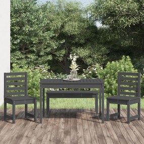 vidaXL 4 pcs conj. jantar p/ jardim madeira de pinho maciça cinzento