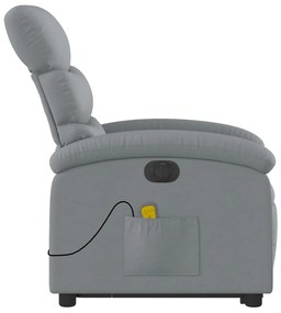 Poltrona elétrica reclinável massagens tecido cinzento-claro