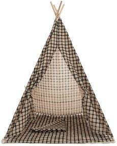Tenda de brincar Esna em xadrez 155 x 120 x 120 cm Preto