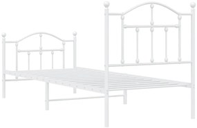 Estrutura de cama com cabeceira e pés 90x190 cm metal branco