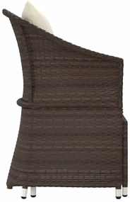 2 pcs conjunto lounge de jardim c/ almofadões vime PE castanho