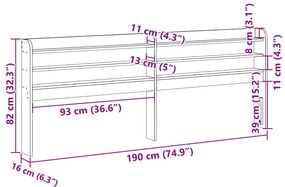 Cabeceira com prateleiras 180 cm pinho maciço castanho-mel