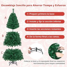 Árvore de Natal artificial clássica e realista de 180 cm em PVC de alta qualidade com base resistente Verde
